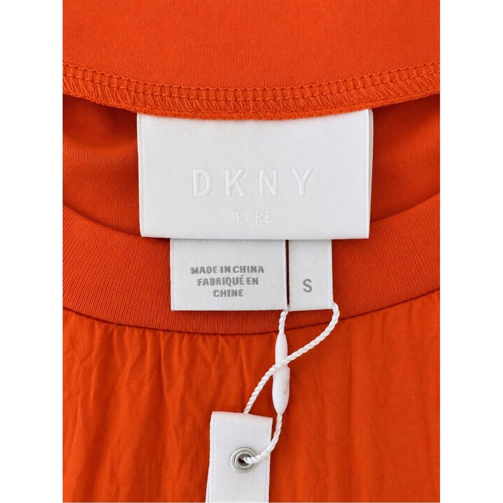 $248 DKNY Pure Mixed Media Top Bright Orange Size Small NWT $248 MSRP - Picture 4 of 9
